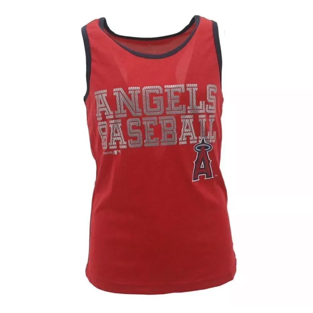 Girls Youth Size MLB Los Angeles Angels Tank Top Shiny Logo Size XL